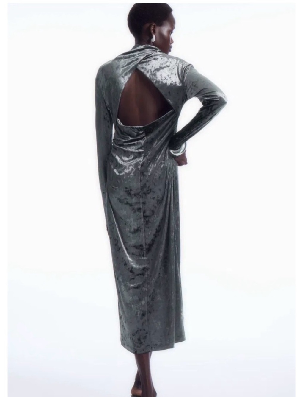 COS open back detail crush velvet dress size small NWOT
